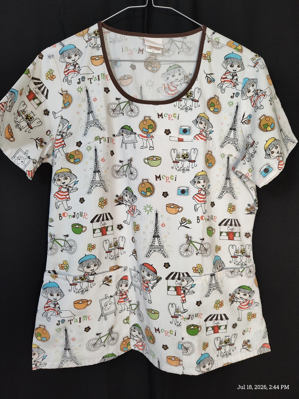 Nickelodeon Work Medical Scrub Top Small